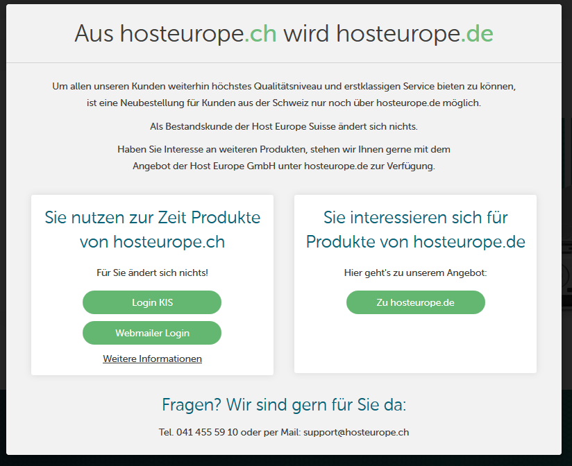 hosteurope aufgelöst
